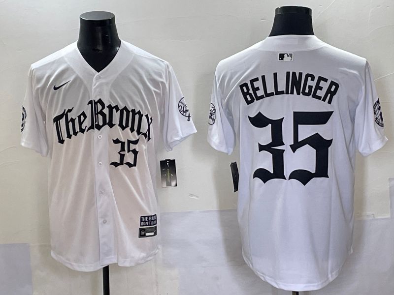 Men 2025 New York Yankees #35 Bellinger White Five generations Joint Name Nike MLB Jersey style 4